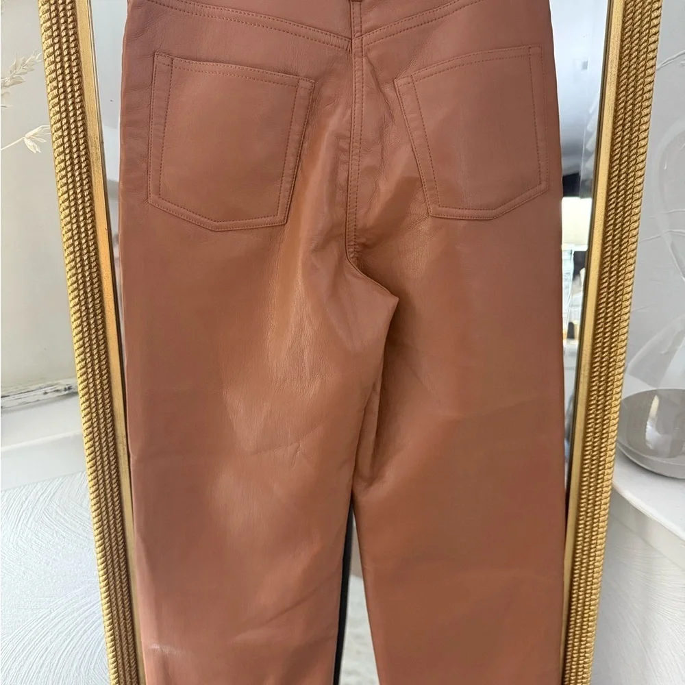 Wilfred Tan Faux Leather Straight Leg Jeans